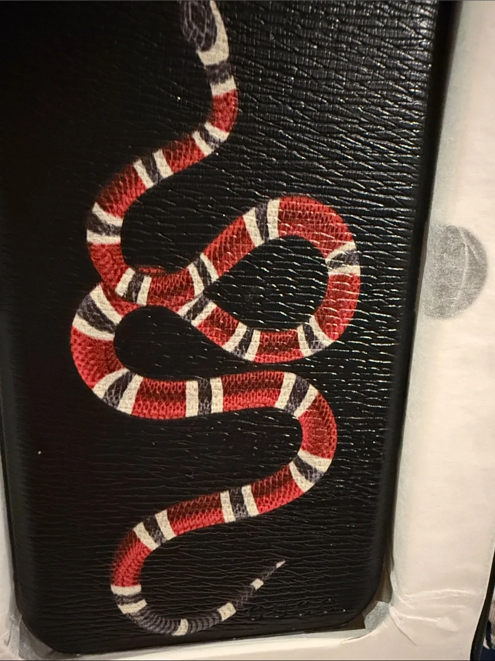 Gucci Black Snake Print Phone Case designed for the iPhone 7/8/SE.authentic